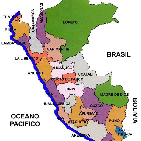 mapa del peru con sus regiones
